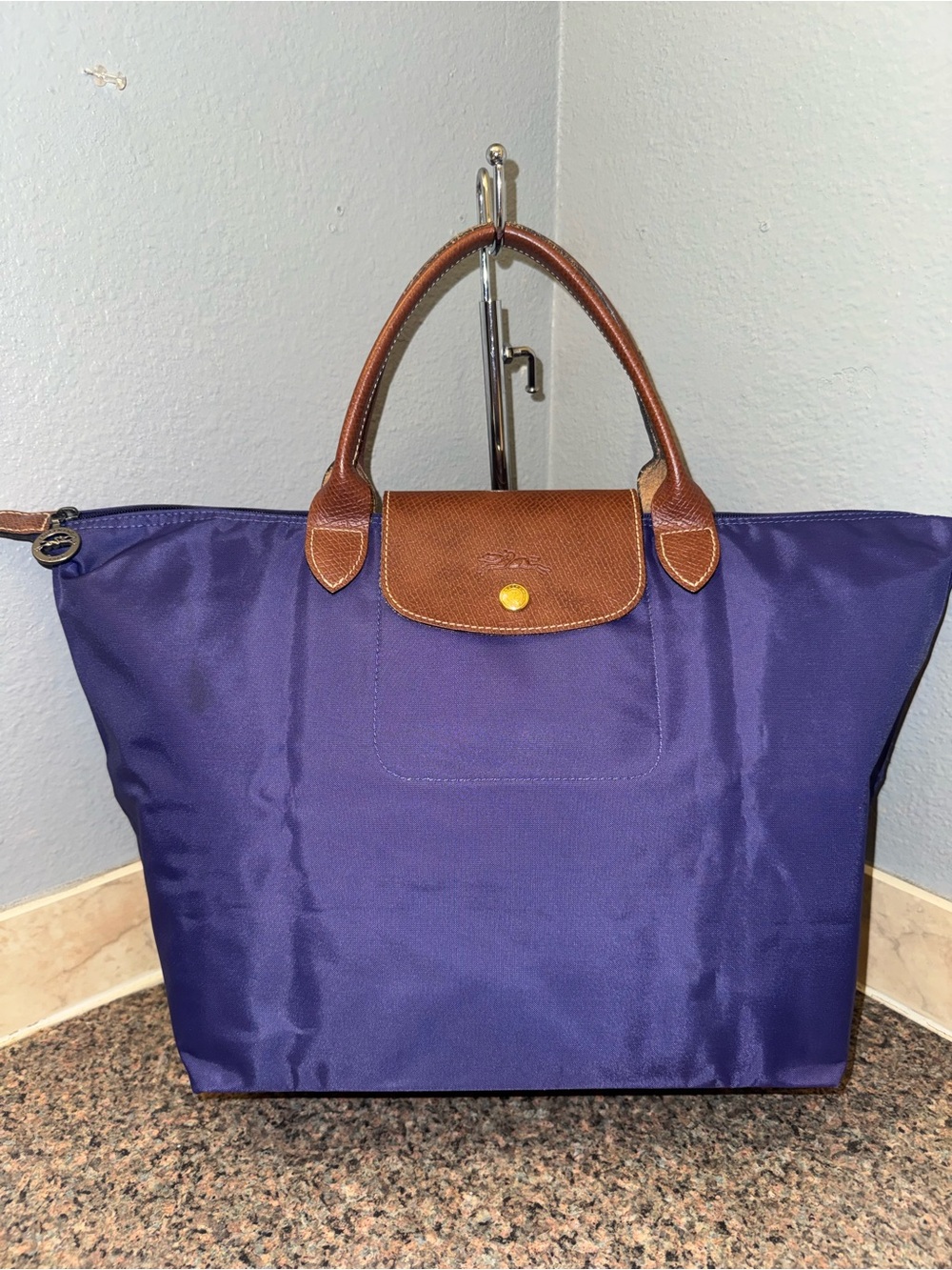 Longchamp Le Pliage Medium Top Tote Bag rare Purple Amethyst